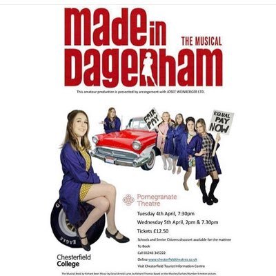 Chesterfield college presents Made in Dagenham 4th and 5th of April. GET YOUR TICKETS HERE... https://t.co/TwKleeg8Se