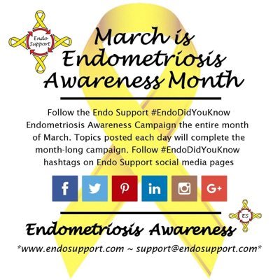Endo Support, est. 1996, organization focuses on Endometriosis resources and medical guidance. Worldwide Endo March (Endometriosis) ~Team MN USA #EndoDidYouKnow