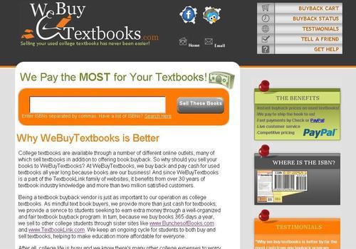 WeBuyTextbooks's profile picture. http://t.co/cGNtDb1KNY was founded in 2002 as a way to provide college students with a convenient alternative to the often frustrating campus bookstore buyback.