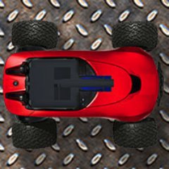 A 2 player top view arcade style single screen shooter with cars using a score multiplier mechanic.