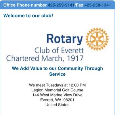 The Rotary Club of Everett is the pre-eminent professional service club known for successfully identifying and addressing community and international issues.