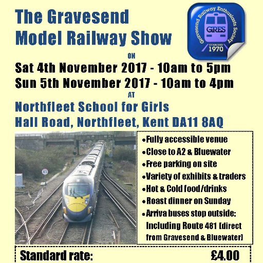 Gravesend Railway Enthusiasts Society, formed in 1970 for people with an interest in railways. Railway modelling also an interest with an exhibition in November