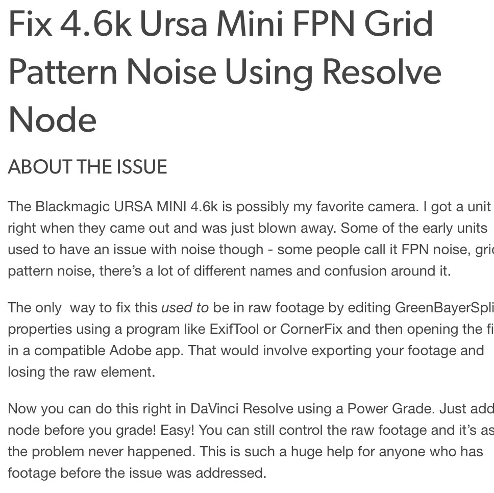 ursaminifpnfix's profile picture. Sharing this link to fix Blackmagic Ursa Mini 4.6k FPN Noise  https://t.co/TQXTNhkEAL