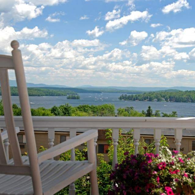 Located in Laconia NH and overlook Lake Winnipeasaukee. We have the best views of the Lake and Mountains with the best cottages and a newly remodeled hotel.