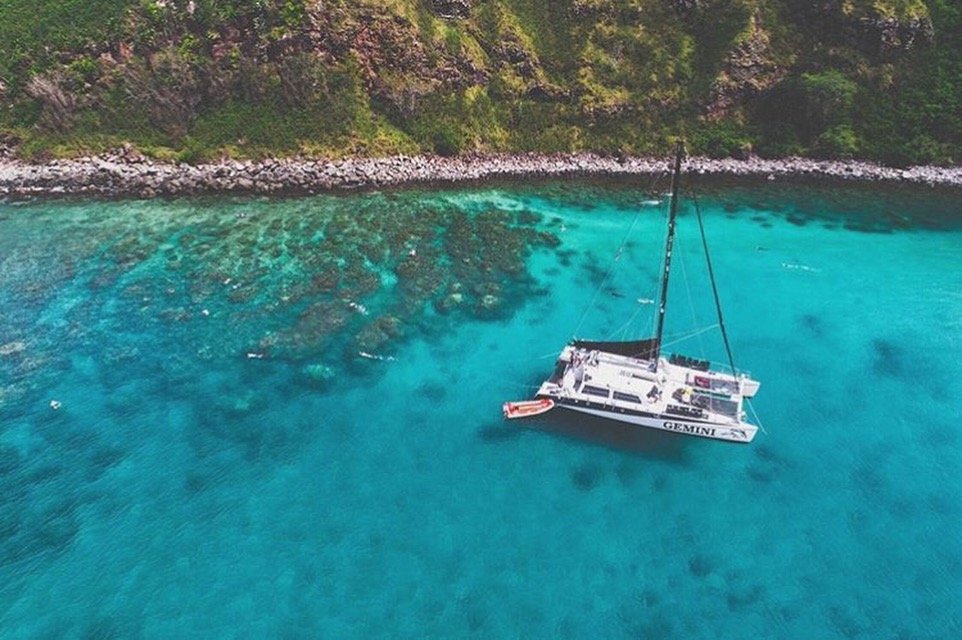 Sailing daily from Ka'anapali Beach, Maui. 

Gemini, a 64' Catamaran, offering seasonal whalewatching and year round snorkel trips and sunset sails.