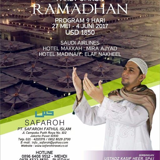 safarohtravel's profile picture. Safaroh Tour & Travel | Umrah & Hajj Service | Info Safaroh: 021 4210376 / 089664089512 / info_safaroh@yahoo.com