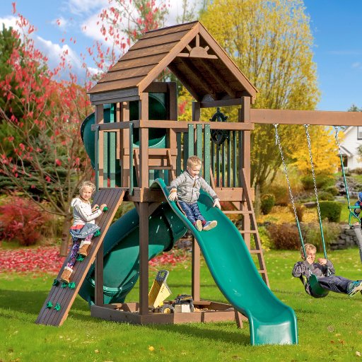 Customizable Amish-built vinyl and wood playsets and accessories to transform your backyard with a space for creative, imaginative play.