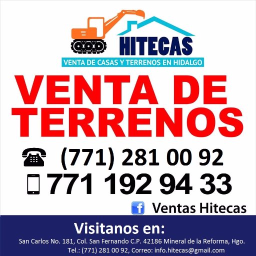 ventas de casas y terrenos en Pachuca Hidalgo.
📝 Informes
📱 (+52) 771192 94 33    
      ( +52) 7713961171

Vicitanos en nuestra página ( https://www.faceboo