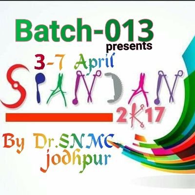 First of its kind intercollege medico saga in w.Rajasthan
april 3rd to 7th at Dr.S.N. medical college
♤official Twitter handle☆