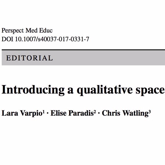 We care about high quality qualitative research. Find us @pmeded or here: https://t.co/LcKdYVUIRy. We are @LaraVarpio @ChrisWatling3 & @ep_qc