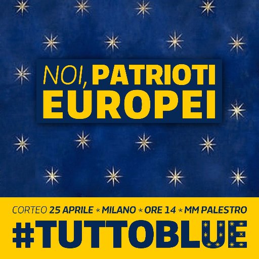 L’Europa è nostra, sosteniamola! Il corteo del #25aprile a Milano si è colorato di #TUTTOBLUE. Seguici su Fb https://t.co/w1Yf35NLvj.