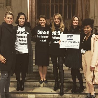 The cross-party @5050Parliament #AskHerToStand campaign inspires, encourages + supports women to stand for Parliament + achieve fairer representation of society