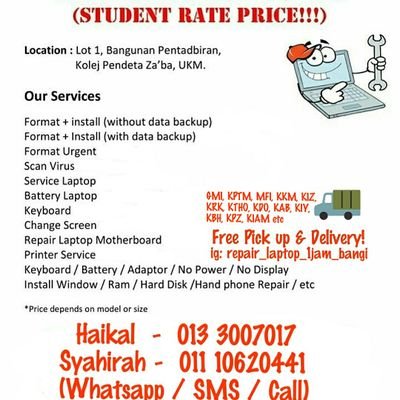Servis Laptop Bangi On Twitter Laptop Bermasalah Kami Pakar Servis Laptop Bangi 1 Jam Siap Hubungi Kami Untuk Mengetahui Https T Co Yszqrydln0