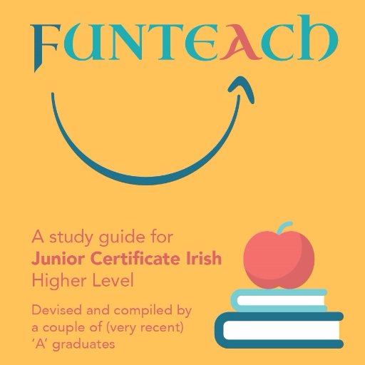 Study Aid containing all you need to know to go from an 'F' to an 'A' in the Junior Cert Irish Exam. Winners of Sligo Student Enterprise Awards. DM to order!
