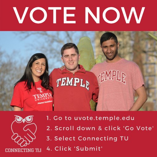 Connecting TU for Temple Student Government RESPOND. BUILD. ENHANCE. CONNECT. 🤝🍒 VOTE FOR US https://t.co/OlwivRGMzO