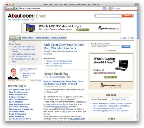 email_about_com's profile picture. Heinz Tschabitscher's enthusiasm for email takes to the limit what many users take for granted: electronic mail.