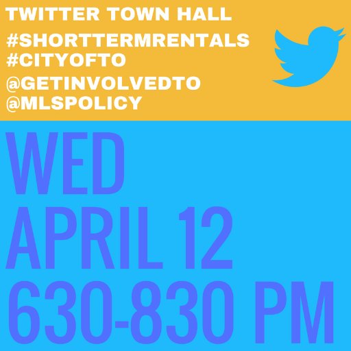 *This handle will only tweet during the Twitter Town Hall on Wed. April 12 Represents the Policy Team in Municipal Licensing and Standards, City of Toronto.