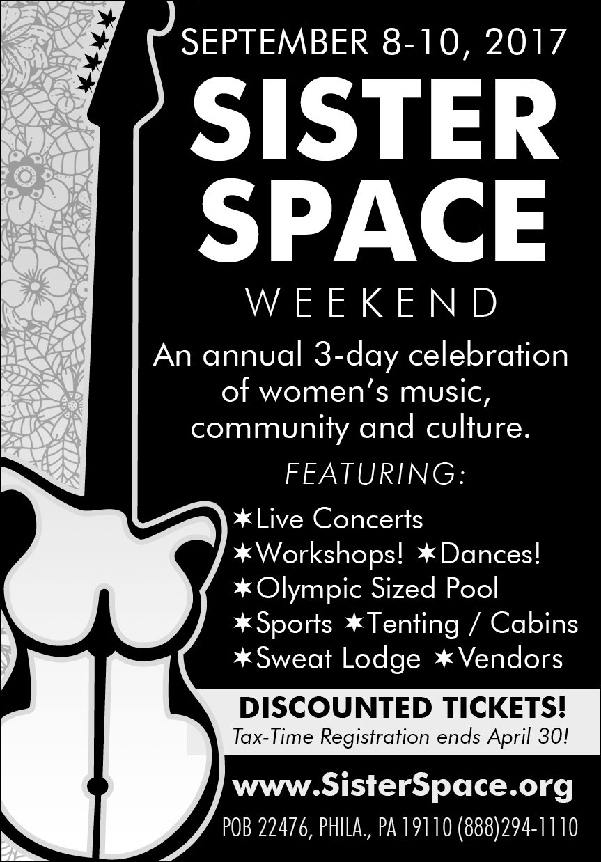 September 8 - 10th 2017 will be the 42nd annual SISTERSPACE WEEKEND Festival - one of the nation's longest running women's festivals!