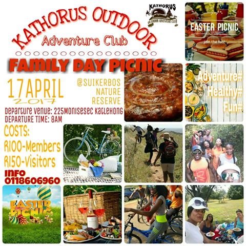 Outdoor Adventure, Healthy Lifestyle & Fun.
Our current activities:
Cycling, Hiking, Camping & Picnics
For Info & Bookings:
0118606960
0849991307
0824880670