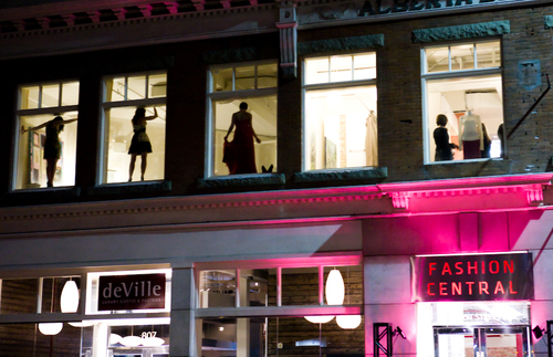 25 innovative fashion boutiques & services in historic building, downtown Calgary: Wolford, Carmen Steffens, Betsey Johnson, Fluevog, Pumped Shoes . . .