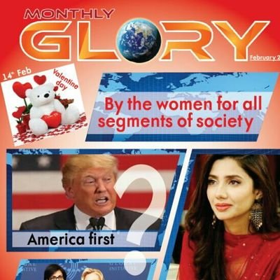 GloryMagazinePK's profile picture. A monthly Magazine, by women for all segments of society.. fully informative. 
#Interview #Blog #Sport #Art&Culture #InformationTechnology #SocialIssues