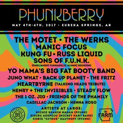 phunkberry's profile picture. The Official Twitter Account for Phunkberry Music Festival, May 3-5, in Eureka Springs, Arkansas.