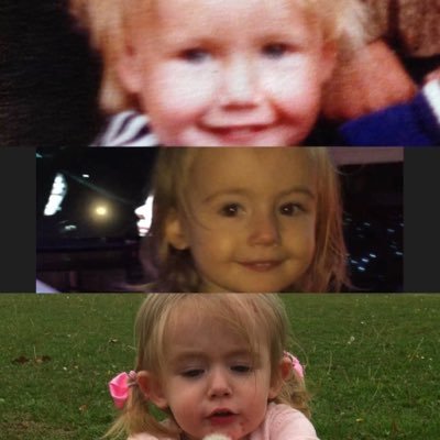 The top picture is me in 1983 the bottom pictures is my baby the same age of three daddies little angel looks like daddy ❤️