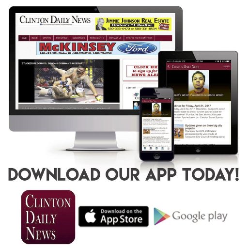 The Clinton Daily News is Clinton and western Oklahoma's authoritative source for local, late-breaking sports scores and news.
https://t.co/lUCbZkhIdZ