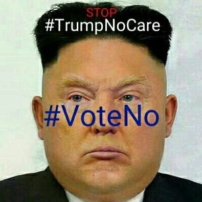 #VoteNo on #TrumpNoCare •
#TrumpCare is a ridiculous oxymoron as Donald wants to take away care from the sick & elderly.
Trump does NOT care!