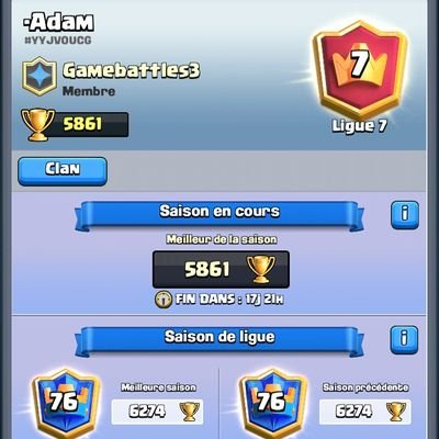 Je Suis DANS LE TOP GENERALE 
CLASH ROYALE §
JE SUIS UN DES 1 ER AU MONDE