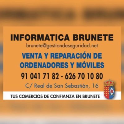 Venta y Reparación de ordenadores y teléfonos móviles.Calle Real de San Sebastián 16, 28690,Brunete.626701080-910 417 182 bruneteinformatica@gmail.com