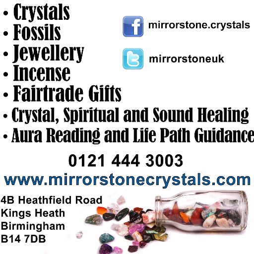 Crystal and fossil shop with a passion for wonders of the natural world. Visit http://t.co/H3tekMAtEw, or our shop at 4B Heathfield Road, Birmingham B14 7DB.