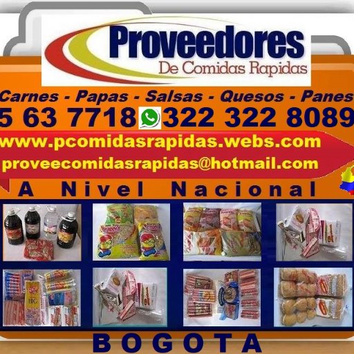 🍕 Bogota 🍔 PROVEEDORES DE COMIDAS RAPIDAS SAS 🍪 Insumos para preparación de COMIDAS RAPIDAS 🍞 Panes, Salsas, Carnes, Papas, Quesos, Accesorios, ETC 🍡