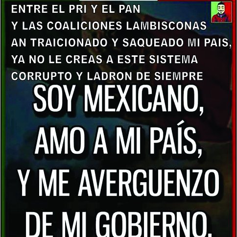 NO ESTAMOS EN CONTRA DE NINGÚN PARTIDO POLÍTICO, ESTAMOS EN CONTRA DE EL POLÍTICO RATERO, CORRUPTO, MENTIROSO Y TRAICIONERO, NUESTRO INTERÉS NO ES LUCRATIVO