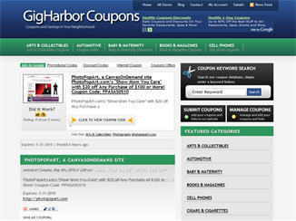 Founder of Gig Harbor Coupons web site. Locate coupons or enhance your business by offering discounted coupons for your local service or products.