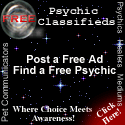 Free Psychic Classifieds offers psychics, mediums, tarot readings, astrology, and more online and allows psychics to promote their own services.