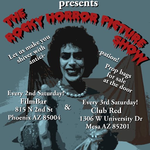 Performing The Rocky Horror Picture Show monthly since 2011! Like us on Facebook and register at https://t.co/H8VdsQwobz