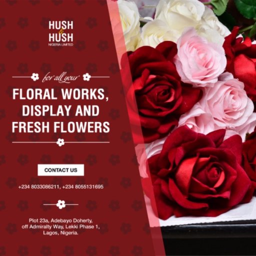 #HushAndHush is an exquisite #FlowerShop located in the heart of #Lekki that serves the very best quality #Flowers. 🌹🌺🌻🌷🌼🌸💐 | 📞08033086211, 08055131695