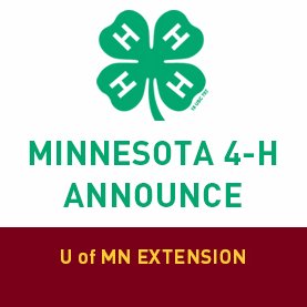Time-and-place announcements for Minnesota 4-H members and volunteers. This channel is not for conversation. Follow @MN4H to share experiences and memories.