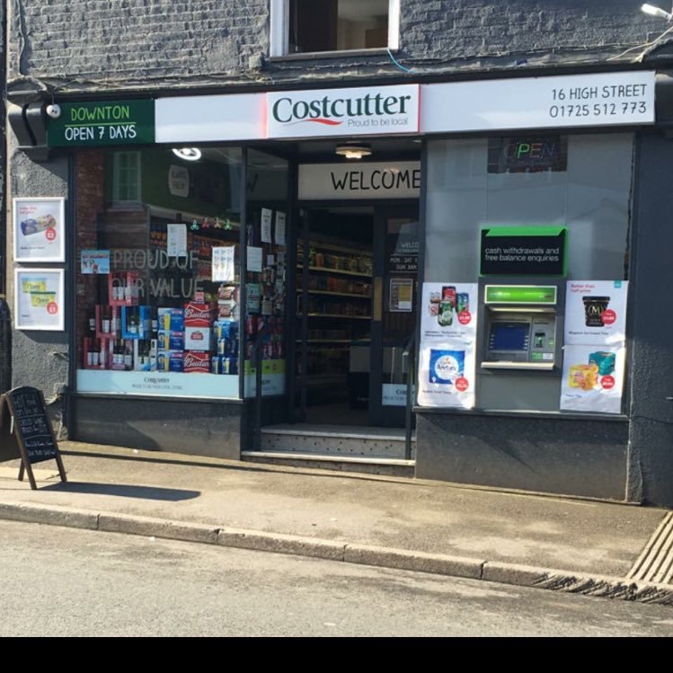 Costcutter Downton A Local grocer/newsagent/off license/Hardware/ store. Open Mon-Sat 7am-9pm and Sunday 8am-9pm. You will be surprised,what you find in-store.