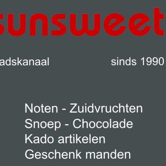 Sunsweet Europalaan 42 Stadskanaal voor noten, zuidvruchten, snoep, chocolade en kado's. Gevestigd door Michel en Ria Karsten sinds 1 juli 1990