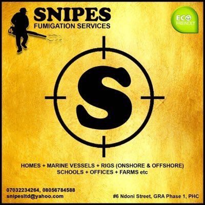 A service provider to the oil, marine, construction sectors, Snipes Engineering Nigeria Ltd also specializes in rendering comprehensive pest control services