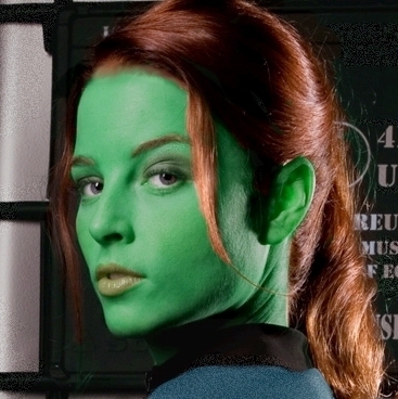 JadedGaila's profile picture. You like green, don't you? *winks* I'm a computer lab technician aboard the USS Enterprise.  ((RP account. Not mine, etc.))