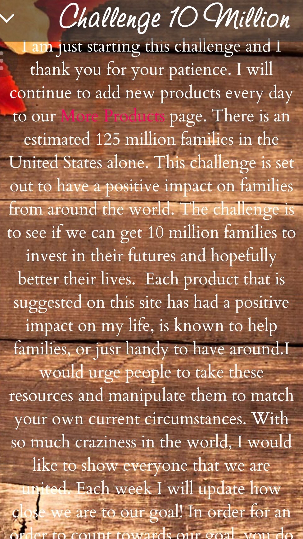 The 10 million challenge is dedicated to marketing resources that will  hopefully lead to a better family environment. https://t.co/rt584GQOw5