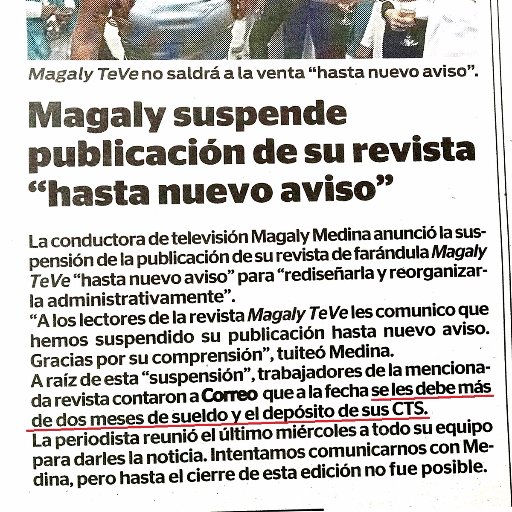 Movimiento de apoyo creado para que los ex trabajadores de la revista Magaly TeVe cobren sus tres sueldos atrasados, sus CTS y otros derechos.