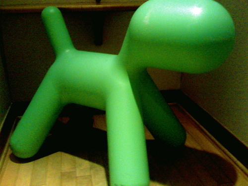 Plastic self aware dog