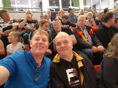 wolves football and speedway fan, stile bowler and proud dad
