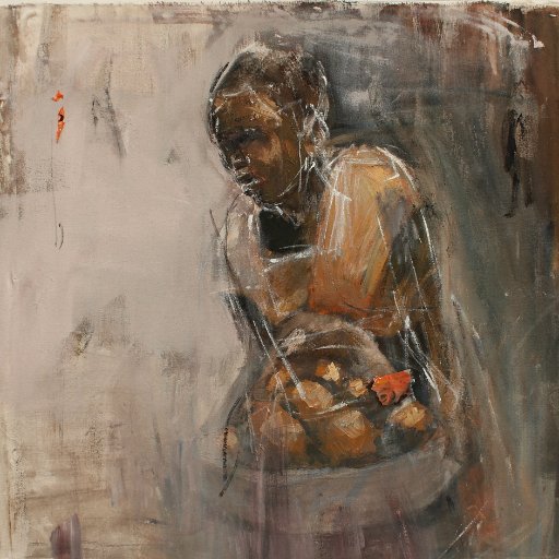 Patrick is a contemporary African painter who lives and works in Johannesburg, S.A. His work is about the strength of woman capturing moments of their dailylife