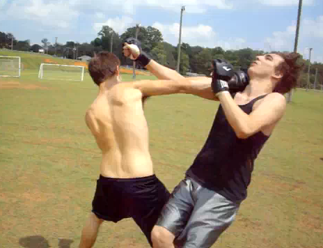 Tweeting MMA insight and beating eachother up in a back yard...