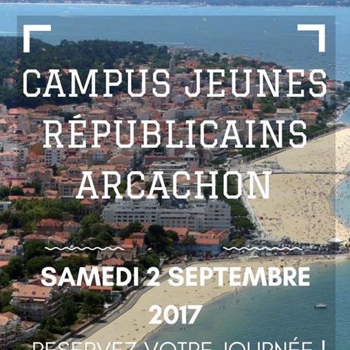 Suivez toute l'actualité du Campus des @JeunesReps à Arcachon sur ce compte. Plus d'info MP !! Inscriptions : ⬇️